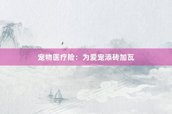 宠物医疗险：为爱宠添砖加瓦